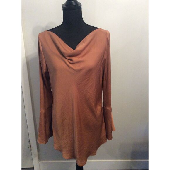 New NWT Planet Blue Tru Blu Gisele Cowl Tunic Large L Nude Boho - Picture 1 of 7